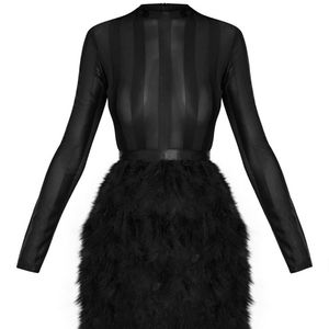 pretty little thing white feather dress